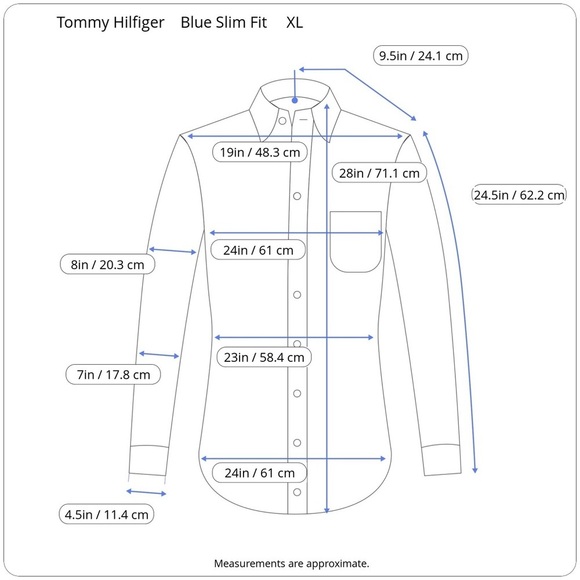 Tommy Hilfiger Slim Fit Bue Button Down Dress Shirt Extra Large XL - Picture 14 of 15